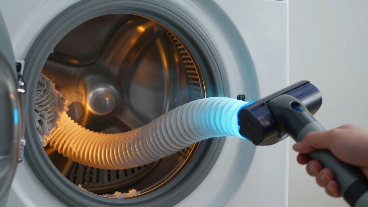 Contrast between clogged and clean dryer vents highlighting fire risk