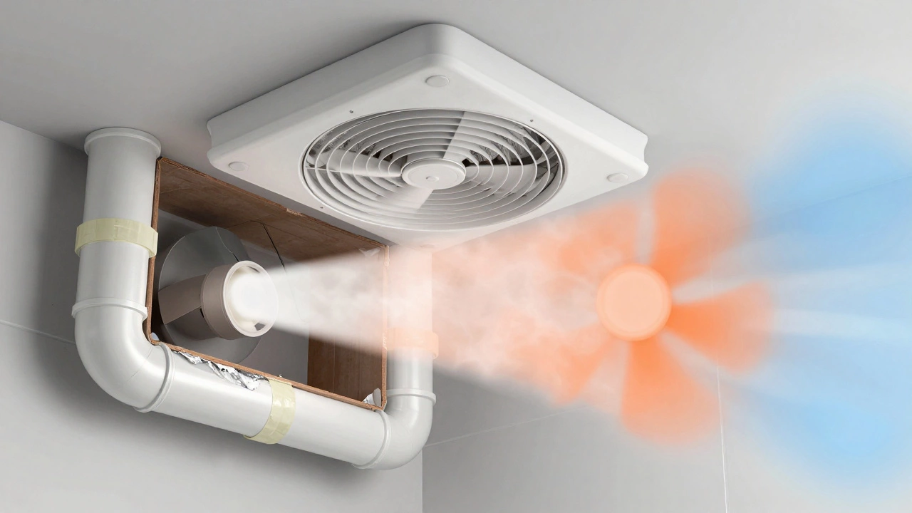 Cutaway view of bathroom ventilation ducting