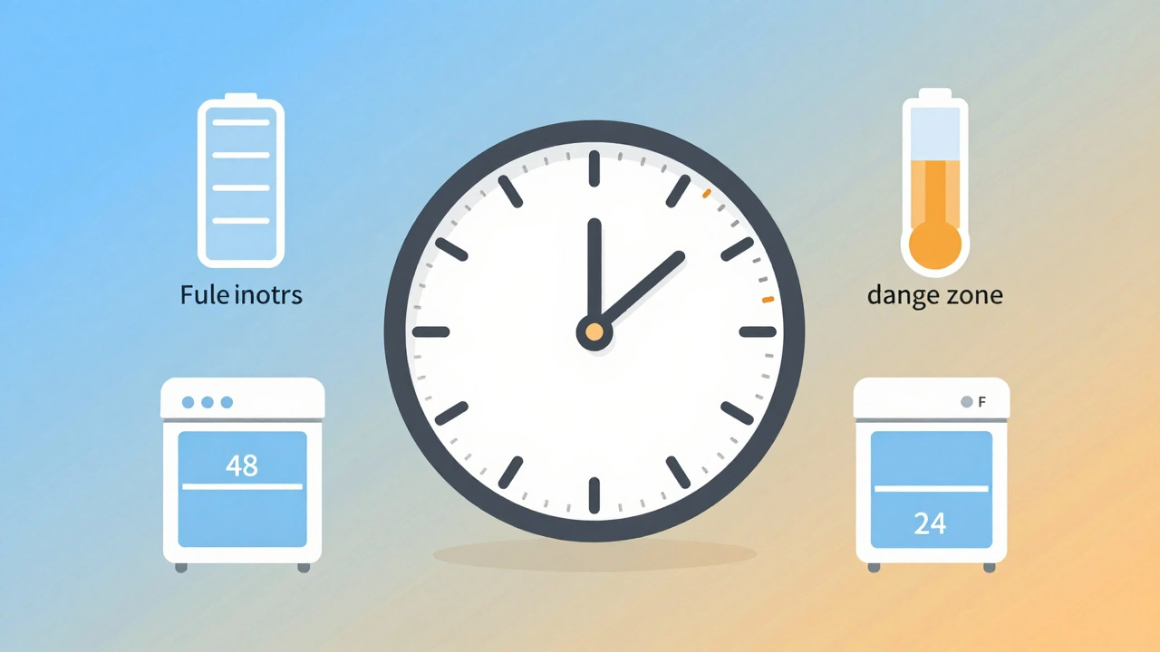 Illustration of time and temperature limits for safe freezer storage