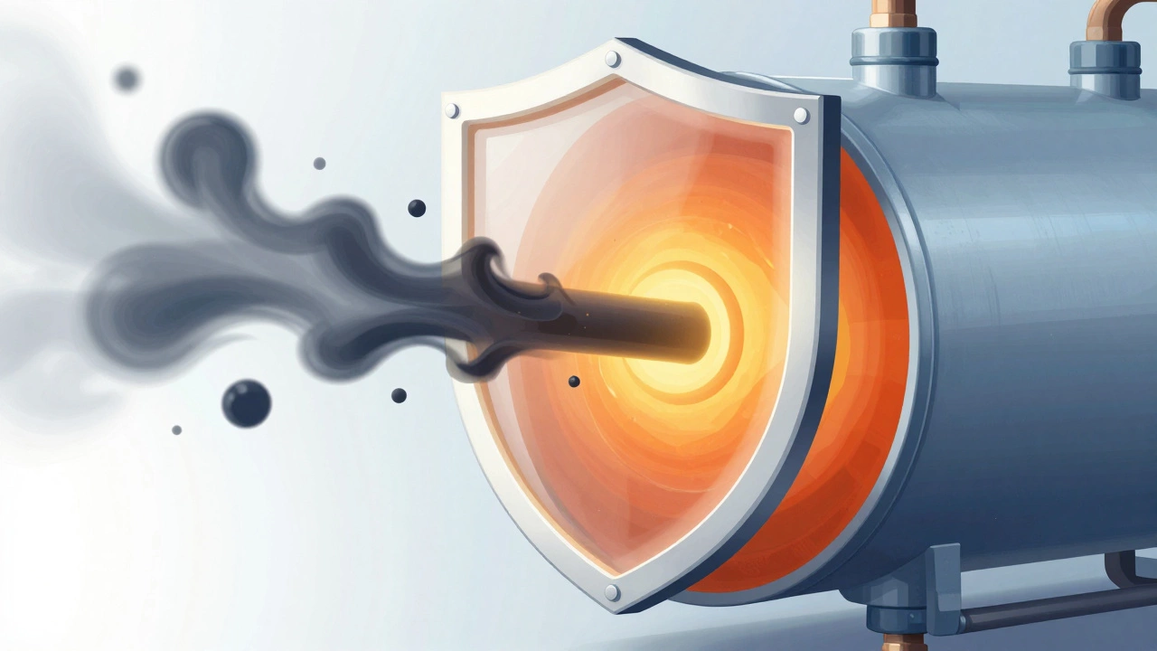 Cross-section visualization of anode rod protecting water heater tank