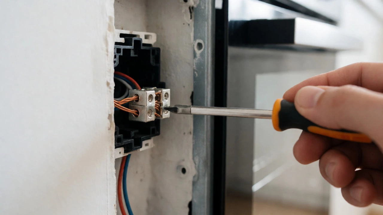 Hand tightening wire terminals in oven junction box
